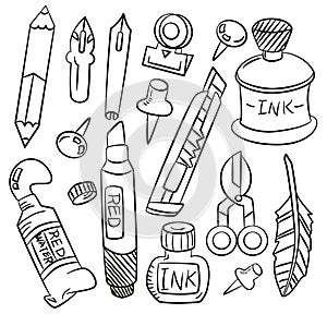 Hand draw cartoon stationery icon