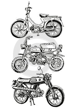 hand draw classic motorcycle collection c