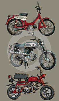 hand draw classic motorcycle colour collection c