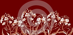 Hand draw cranberry flower drawn with a pencil. Border photo
