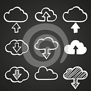 Hand draw doodle cloud shapes collection. Icons