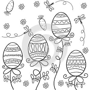 Hand draw easter style of doodles