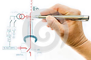 Hand draw electric scheme