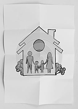 Hand draw family and house as insurance