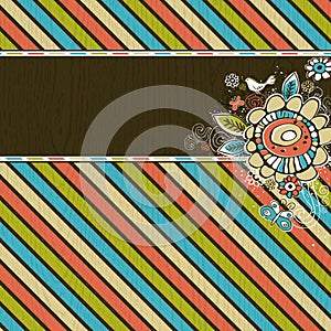 Hand draw flowers on striped background
