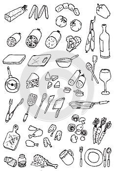 Hand draw food icon collection