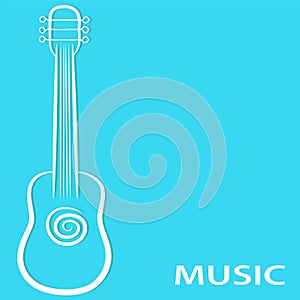 Hand draw guitar on blue background for your music poster design