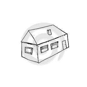 Hand draw house illustration doodle style isolated on white