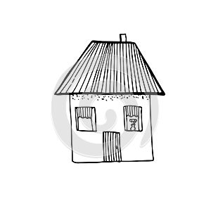 Hand draw house illustration doodle style isolated on white