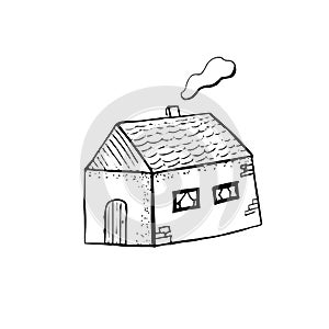 Hand draw house illustration doodle style isolated on white
