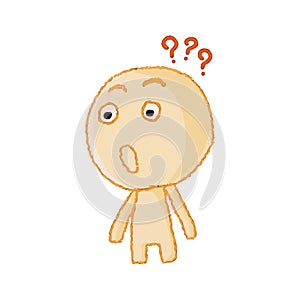 Hand draw human having doubts Isolated illustration