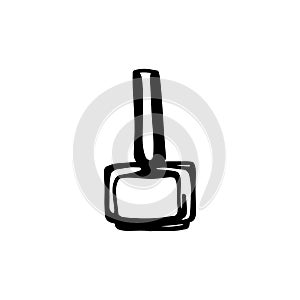 Hand draw nail Polish bottle Icon. Black nail Polish Silhouette isolated on White Background