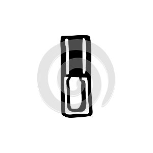 Hand draw nail Polish bottle Icon. Black nail Polish Silhouette isolated on White Background