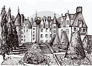 Hand draw paris building