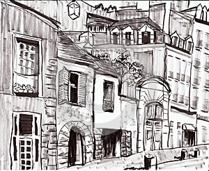 Hand draw paris building