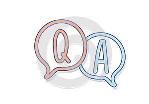 Hand draw Question and Answer on a chat bubble. Q&A icon design