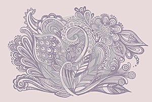 Hand draw seamless floral ornament background doodling for textil, wedding photo