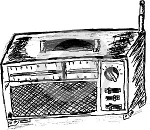 Hand draw sketch, transistor radio