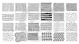 Hand draw texture pattern set. Abstract vector background in simple flat doodle style. Various shapes and scribble