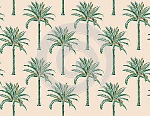 Hand draw Tropical Palm Seamless Pattern