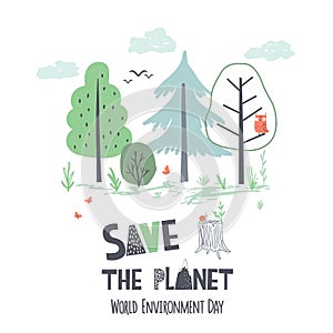 Hand draw vector illustration of Earth Day