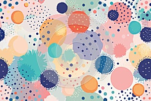 Hand draw watercolor polka dots seamless vector background