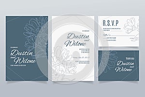 Hand draw wedding invitation template with flowers