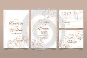 Hand draw wedding invitation template with flowers and leaves