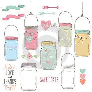 Hand Draw Wedding Mason Jar photo