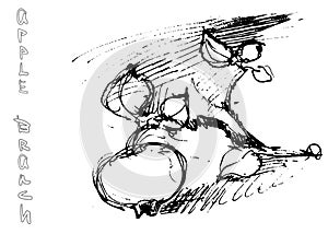 Hand drawing apple branch