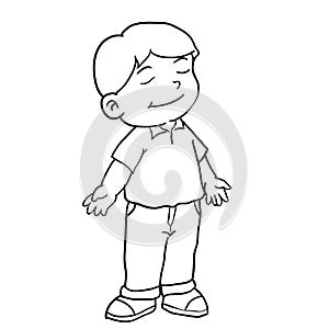 Hand drawing of boy standing -Vector Illustration