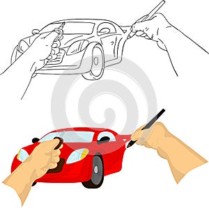 Hand drawing car