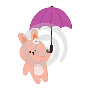 hand drawing cartoon animals playing with umbrella