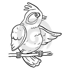 Cartoon Bird on branch tree - Vector Illustration