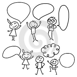 Hand drawing cartoon concept happy people discuss business plan