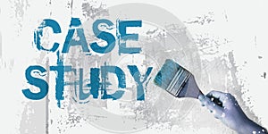Hand drawing Case study words with paintbrush. Business education concept
