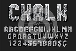 Hand drawing chalk font for chalkboard, pub and bar design