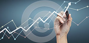 Hand drawing  chart, graph stock of growth