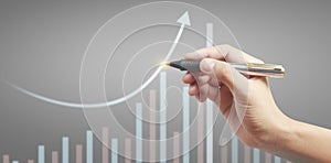 Hand drawing  chart. graph stock of growth