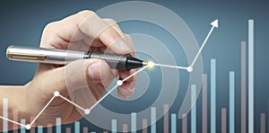 Hand drawing  chart. graph stock of growth