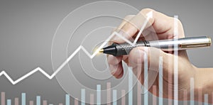 Hand drawing  chart. graph stock of growth