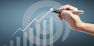 Hand drawing chart, graph stock of growth