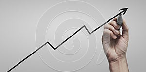 Hand drawing chart, graph stock of growth