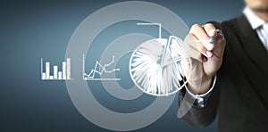 Hand drawing chart, graph stock of growth