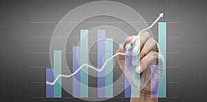 Hand drawing  chart, graph stock of growth