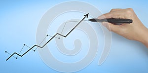 Hand drawing  chart, graph stock of growth