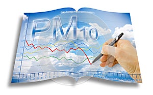 Hand drawing a chart about particulate matter emission PM10 in the air -  concept image
