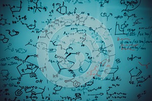 Hand-drawing chemical formulas background