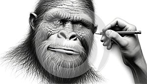 Hand Drawing a Detailed Gorilla Portrait