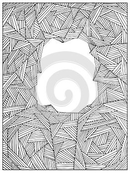 Hand drawing Difficult geometric Uncolored Adult Coloring book page frame photo